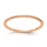 14K Rose Gold 1.2mm Twisted Wire Pattern Stackable Band