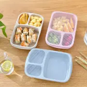 Three-compartment Wheat Straw Lunch Box Microwave Dinnerware Portable Bento