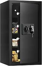 6.0 Cub Large Home Safes Fireproof Wterproof, Anti-theft Fireproof Safe with Programmable Keypad, Spare Keys and Alarm Systerm, Digital Home Security Safe Box for Document Money Medicines