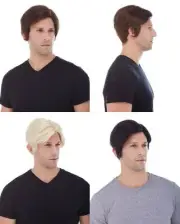 MENS MALE SHORT STRAIGHT HAIR LAYERED COSTUME WIG SIDE PART DUDE HANDSOME GUY