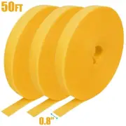 3x 50FT Roll Reusable Hook Loop Self Attaching Cable Tie Fastening Tape Yellow