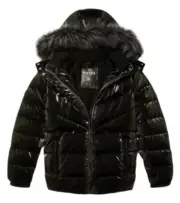Justice Girls Puffer Jacket Black Sherpa Lined Full Zip Hood Pockets Size 10