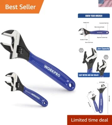 Premium 6” & 10” Adjustable Wrench Set with Black Oxide Finish, Metric & SAE