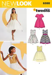 New Look Sewing Pattern 6388 N6388 Girls' Party Dresses