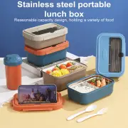 Stackable Lunch Box with Utensil Holder Insulated for Hot Meals 2 Compartment
