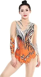 [Zagitova] Rhythmic Gymnastics Leotard for Girls Printing Breathable Women Competition One Piece Outfit Shiny Rhinestone