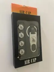 4 ~ LA Dodgers Chrome Air Valve Caps with Key Ring & Wrench