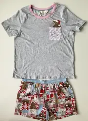 PETER ALEXANDER Christmas Cracker Boxer Shorts and Grey Marle Tee Size M NWT