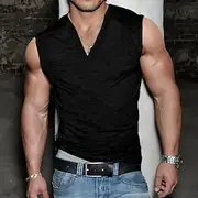 Men's Tank Top Vest Top Undershirt Sleeveless Shirt Sleeveless Deep U Summer Plain Fashion Designer Muscle Outdoor Going out Gym Black White Gray Top Tee for M