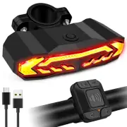 LED USB Rechargeable Bike Tail Light Set Remote Turn Signals Brake Bicycle Alarm