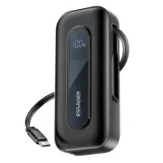 ESSAGER FS01 20W 10000mAh Digital Display Power Bank Built-in Type-C Retractable Cable External Battery Power Supply wit