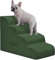 Dog Steps for Small Dogs, 4-Step Dog Ramp and Stairs for High Beds and Sofa, Non-Slip Pet Stairs Removable and Easy to Clean Cover, Green