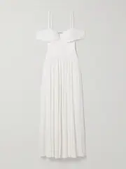 [SIMKHAI] SIMKHAI - Amarantha Cold-shoulder Pleated Stretch-jersey And Knit Gown - Ivory - small small Ivory