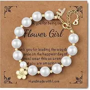 [JRYFAC] Initial Charms Bracelet Wedding Gifts Wedding Gifts Rhinestone Pearl Bracelet Charm Bracelets for Women Flower Charm Bracelets