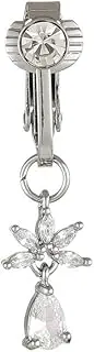 [Niaspi] Clear CZ Teardrop Dangle Non Piercing Fake Belly Button Ring for Women Sparkling Cubic Zirconia Crystal Clip On Non-Pierced Belly Navel Ring Dangling Fake Navel Piercing Jewelry, Big, Metal, no