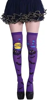 [Costume Bay] Long Thigh High Socks Knee High Socks Stockings for Women, with Bow, Bloody Stain, Skeleton Print, Hand Print,Cross, Fishnet Stocking, Halloween Stockings