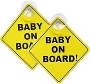 Baby on Board Sticker for Cars 2PCS, Baby On Board Warning Signs with Suction Cups, Durable and Strong Without Residue.