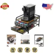 Versatile Coffee Capsule Holder with Elegant Wood and Metal Finish - 2 Drawers