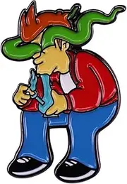 [Pinstant] Futurama Philip J Fry Smoke Smoking Hit Bong High Weed Cannabis CBD Hemp Marijuana Animated Comedy TV Show 1.2"" Enamel Pin Badge, 1.2 Inches, Enamel, enamel