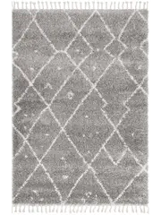Saffia Silver Tribal Imprints Plush Boho Rug