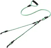 Pet Dual Head Dog Walking Rope with Wavy Pattern One Drag Two Traction Rope Anti Winding and Detachable(Green)