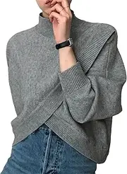 [Zylphorix] Men's High Neck Pullover Sweater - Long Sleeve Ribbed Knitwear with Cuffed Sleeves and Hem