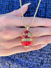 Faberge egg Necklace style Faberge Jewelry Gold Bracelet SET Birthday gift Lady