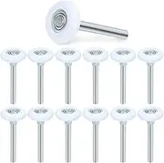 Swpeet 10Pcs Quiet Garage Door Rollers Nylon Door Wheels Replacement Garage Roller, Reinforced Dual Cage, White 1.8" 13 Ball Bearing 4" Stem, Durable and High Load, High Performance Bearing for Door