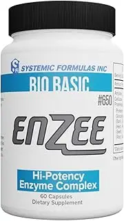 Systemic Formulas Enzee Hi-Potency Enzyme Complex Bio Basic #650, 60 Capsules. Digestion Support, Carbohydrate Breakdown.
