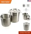 All-Purpose 32 Quart Stainless Steel Deep Frying Pot with Tri-Ply Bottom Design