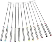 Zerodeko 6Pcs Stainless Steel Fondue Forks with Heat Insulating Handle for Safe Chocolate Fountain and Cheese Fondue for Roasting Marshmallows and Dessert Enjoyment