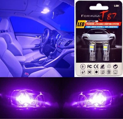 LED 3030 Light Purple 12000K 194 Two Bulbs License Plate Tag Replace Lamp Show
