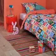 Oilily Single Red Party Blocks Cotton Quilt Cover Set - Single Bed