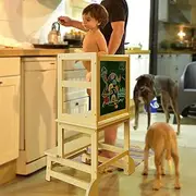 G TALECO GEAR Toddler Kitchen Stool Helper - Toddler Tower with Message Boards & Safty Rail,Kids Step Stool for Kitchen and Bathroom