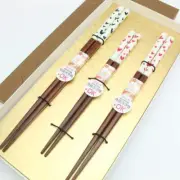 Parent-Child Chopsticks with Rest Wakasa Lacquerware Happy Heart Gift Box F/S