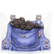 Cute Animal Art Black Panther Cub in a Pocket Tapestry