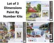 Lot of 3 Dimensions Paint by Number Kits Summer Farm, Springtime Paris, Lakeside
