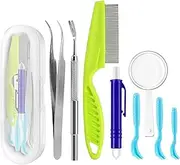 Cileznw Dust Remover Kit, Dog Remover - Dog Remover, Dog Remover Tool Set of 8, Compact Chisel Remover Tick Tweezers for Pet Dogs and Cats