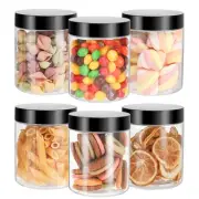 6 Pack Plastic Jars with Lids 8 oz Clear Storage Container Leakproof Mason Empty