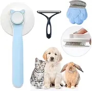 3Pcs Pet Grooming Brush Cat Cleaning Brush Pet Brush Set,Pet Grooming Self Cleaning Slicker Brush Pet Hair Remover Brush Dog Grooming Brush Pet Tangled Hair Slicker Brush,Self Cleaning Slicker Brush