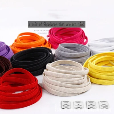 1pair 100CM NoTie Lazy Shoelaces Sneaker Sport Shoes Lace Elastic Flat Shoelac ^