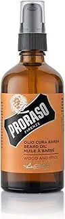 Proraso Beard Oil, Wood and Spice, 100ml, Scented Beard Softener Softens and Protects Long, Bristly Beards, Made in Italy