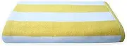 [DIVINE OVERSEAS] Cabana Stripes Super Soft 100% Cotton Velour 500 GSM 30" x 60" Inches (Pack of 1 Bath Towel, White & Yellow)