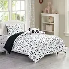Chezmoi Collection 3-Piece Black White Girls Twin Size Bedding Set Love Panda...