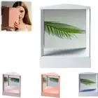 Square Non Reversing Mirror White Color Cosmetic Stand Mirror Home Office