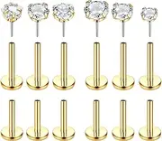 [FLOGWE] 16G Threadless Nose Studs CZ Nose Rings for Women Men 316L Surgical Steel Labret Studs Lip Rings Push in Flat Back Stud Earrings Star Heart CZ Nose Nostril Tragus Helix Piercing Jewelry 6mm 8mm