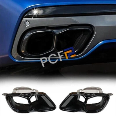 Rear Bumper Tail Black Exhaust Pipe Tips For 2020-2024 BMW X5 X6 X7 G05 G06 G07 (for: BMW)