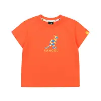 在飛比找momo購物網優惠-【KANGOL】韓國-KIDS 幾何貼布袋鼠短袖T恤-深橘(