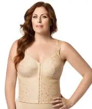 Elila Wire-Free Front Opening Longline Bra - Nude (Size 16G)