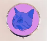 Cat Head Pill Box Case Pillbox Holder Trinket Purple Cats Pop Art